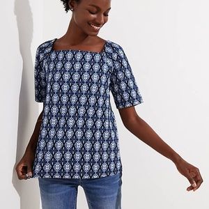 Loft • Diamond Jacquard Square Neck Top